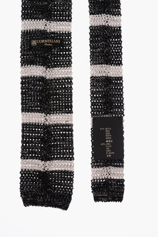Cravatta Kipper Crochet a Righe in Seta e Lino