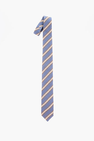 Regimental Striped Silkand Linen Kipper Tie