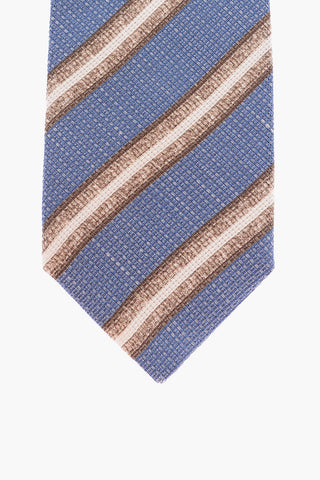 Regimental Striped Silkand Linen Kipper Tie