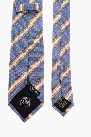 Regimental Striped Silkand Linen Kipper Tie