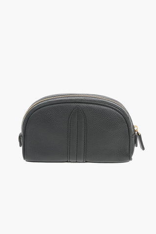 Zipped Closure Textured Leather Pouch