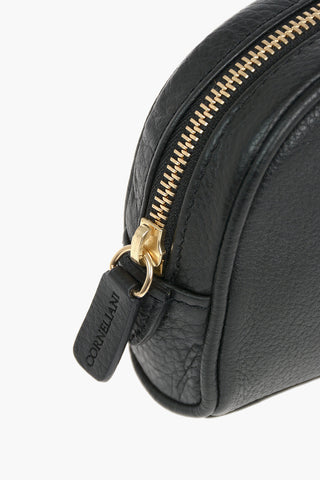 Zipped Closure Textured Leather Pouch