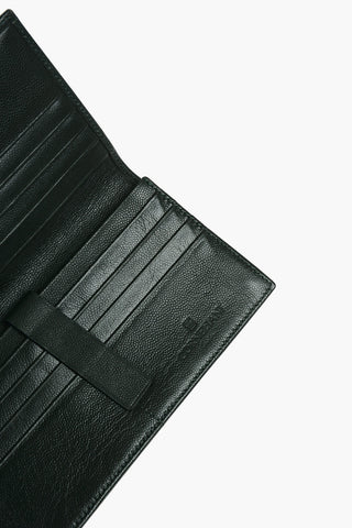 Horizontal Compartment Textured Leather Card Holder