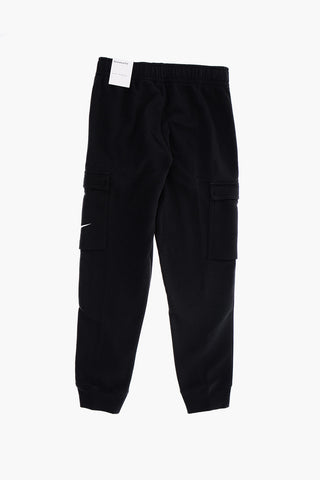 Joggers Cargo in Cotone Felpato con Banda Laterale Logata