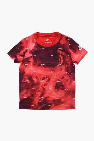 T-shirt Girocollo Effetto Acid Wash con Logo All Over