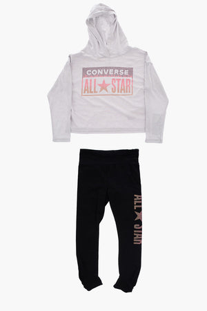 ALL STAR Set T-shirt con Cappuccio e Leggings con Glitter in Rilievo