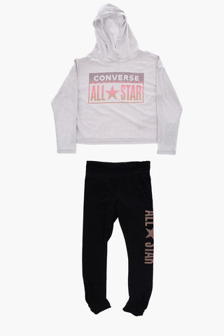 ALL STAR Set T-shirt con Cappuccio e Leggings con Glitter in Rilievo