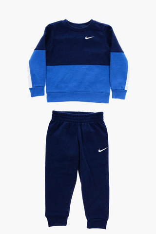 Fleeced Cotton Joggers and Crew-neck Sweatshirt Set