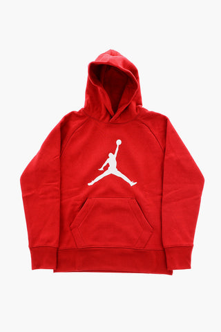 AIR JORDAN Felpa con Cappuccio e Maxi Tasca a Toppa e Stampa Logo a Contrasto