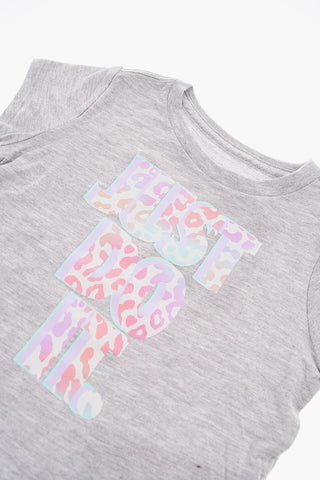Rundhals-T-Shirt mit aufgedrucktem Logo im Animal-Print