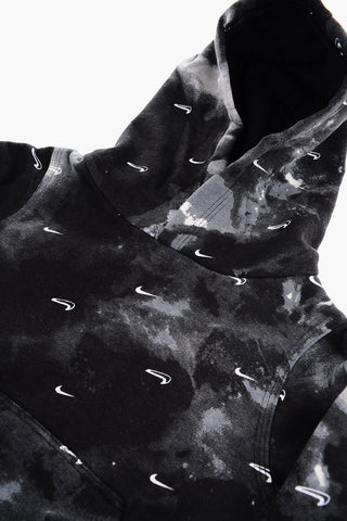 Felpa Effetto Acid-Wash in Cotone Felpato con Cappuccio