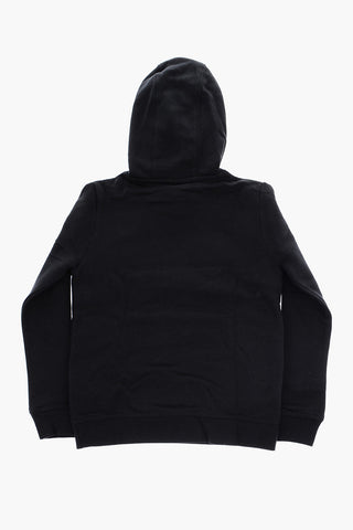 Hooded Cotton Fleece Sweatshirt with Logo Side Band
