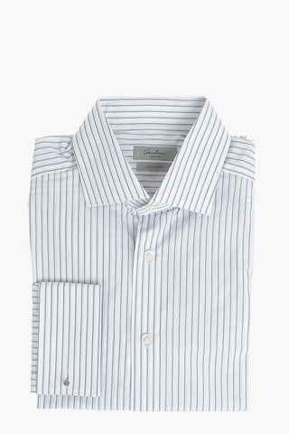 SARTORIA Poplin 200/2 Cotton Shirt in Unbalanced-stripe with Classic Collar