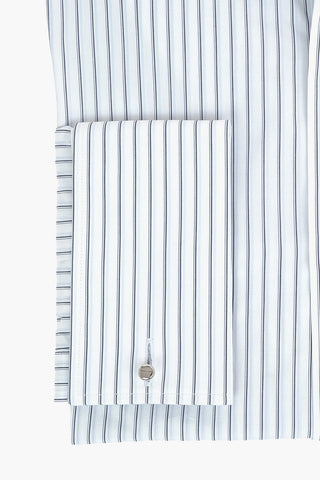 SARTORIA Poplin 200/2 Cotton Shirt in Unbalanced-stripe with Classic Collar