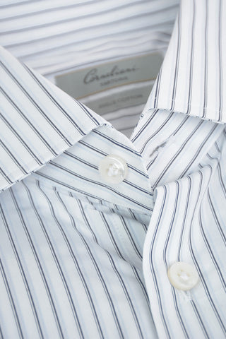 SARTORIA Poplin 200/2 Cotton Shirt in Unbalanced-stripe with Classic Collar