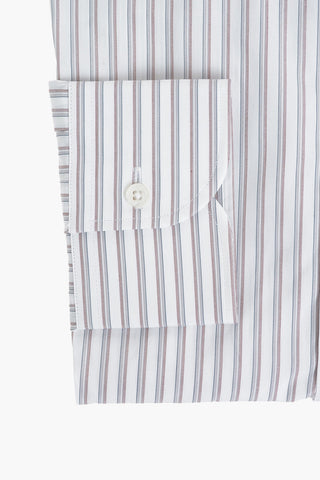 Poplin Cotton Shirt in Unbalanced-stripe with Classic Collar