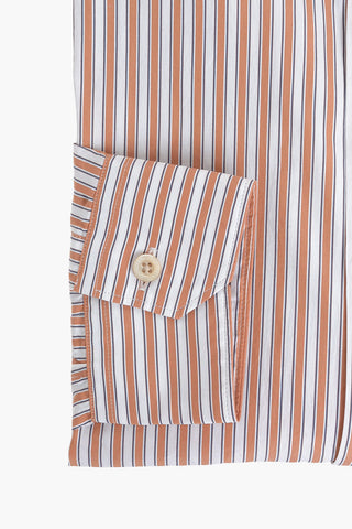 Camicia in Poplin di Cotone a Righe Unbalanced con Collo Italiano