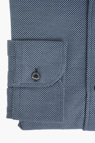 Camicia in Cotone Jacquard con Collo Italiano