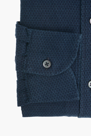 ID-COUTURE Shirt in Honeycombed Motif with Classic Collar