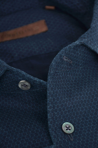 ID-COUTURE Shirt in Honeycombed Motif with Classic Collar