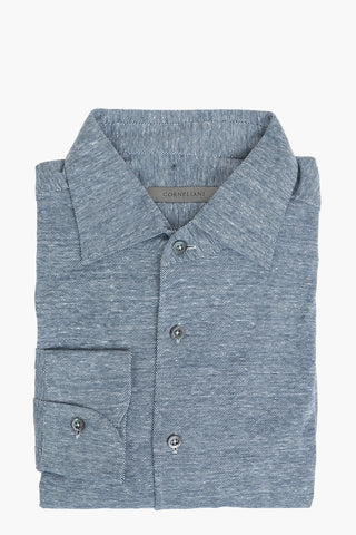 Flax-blend Shirt with Classic Collar