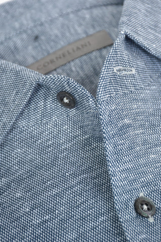 Flax-blend Shirt with Classic Collar