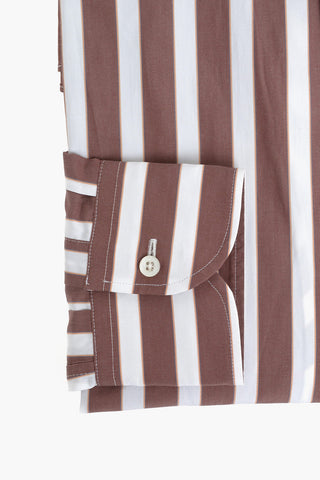 Standard Collar Awning Stripe Cotton Shirt
