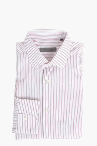 Poplin Cotton Shirt in Awning-stripe with Classic Collar