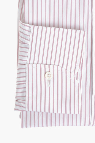 Poplin Cotton Shirt in Awning-stripe with Classic Collar