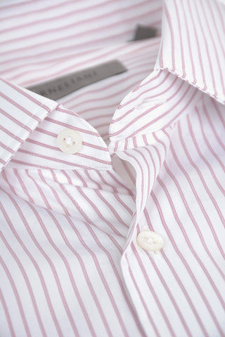 Poplin Cotton Shirt in Awning-stripe with Classic Collar