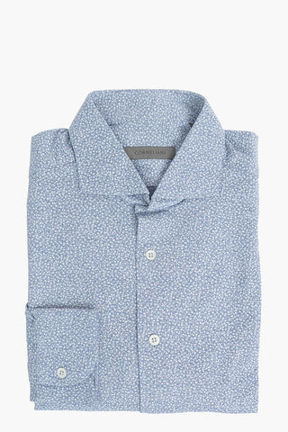 Floral Jacquard Cotton Shirt with Standard Collar