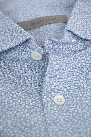 Floral Jacquard Cotton Shirt with Standard Collar
