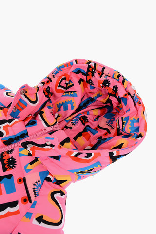 Printed Padded Jacket with Fleece Lining
