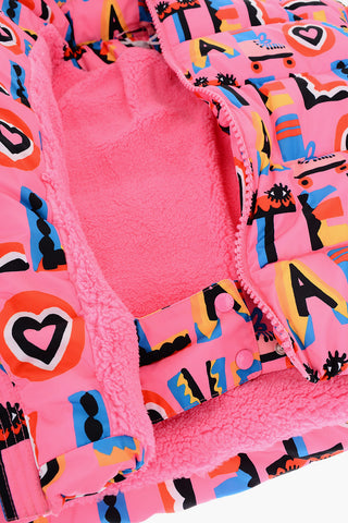 Printed Padded Jacket with Fleece Lining