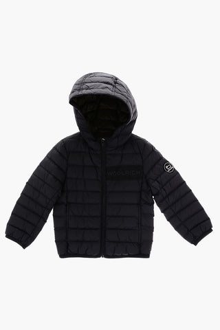 Hooded Lightwear Down Jacket with Embossed Logo