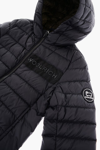 Hooded Lightwear Down Jacket with Embossed Logo