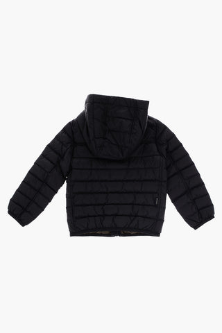 Hooded Lightwear Down Jacket with Embossed Logo