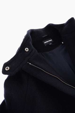 EMPORIO Hidden Closure Wool Blend Coat