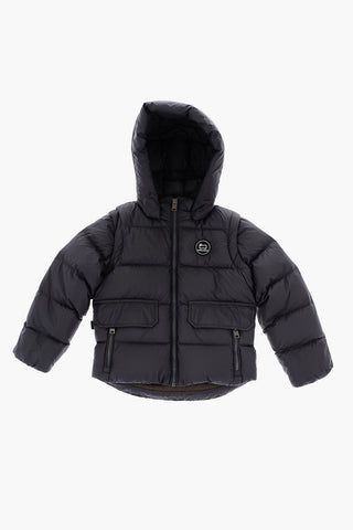 Solid Color SIERRA Down Jacket with Removable Hood and Sleeve