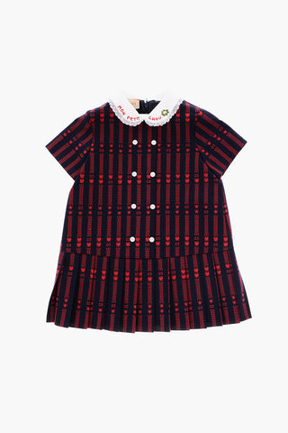 Short Sleeve Dress with Decorative Button and Back Zip