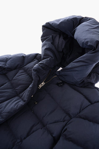 Hidden Closure Solid Color Down Jacket with Hood
