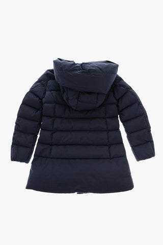 Hidden Closure Solid Color Down Jacket with Hood 