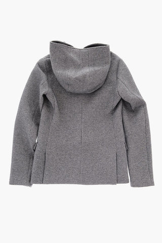 EMPORIO Houndstooth Motif Coat With Hood