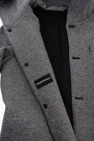 EMPORIO Houndstooth Motif Coat With Hood