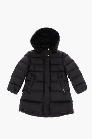 Hidden Closure Down Jacket with Golden Details