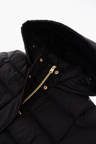 Hidden Closure Down Jacket with Golden Details