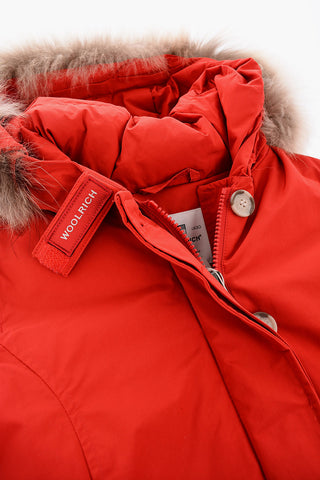 Hidden Closure 2 Pockets Down Jacket with Real Fur Detail