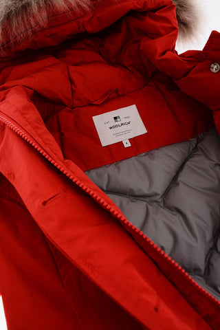 Hidden Closure 2 Pockets Down Jacket with Real Fur Detail