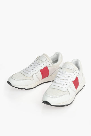 Leather and Fabric Sneakers with Contrasting Details