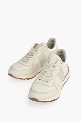 Textured Leather Details JOGGER Low-Top Sneakers with Embossed Logo